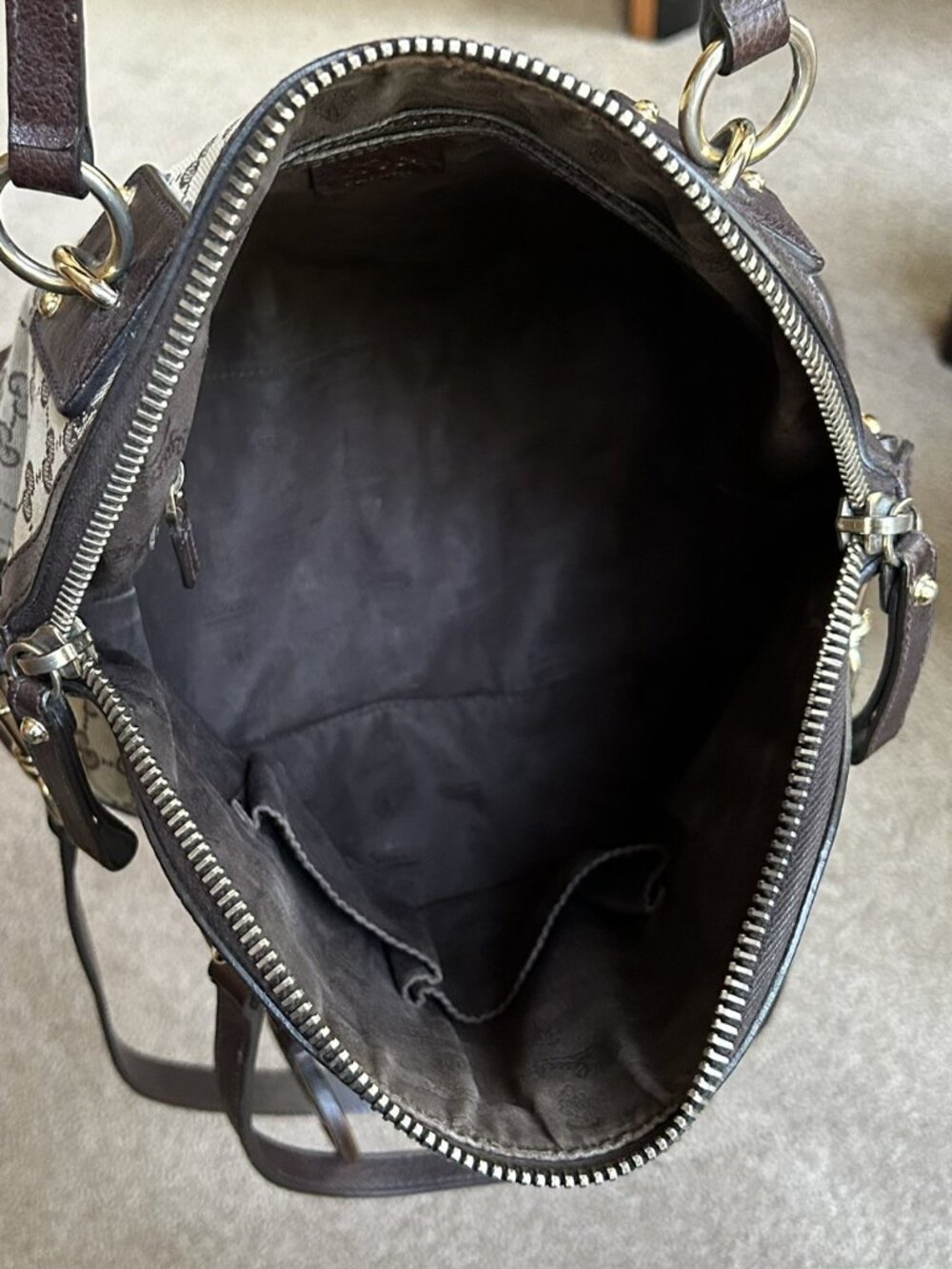 GUCCI GG Charm Two-Way Dome Shoulder Bag, Tan, Brown - Picture 8 of 16